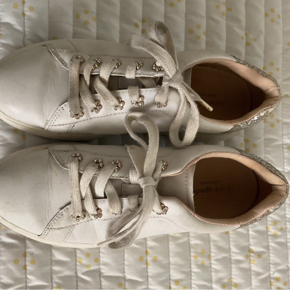 Kate Spade White and Silver Sneakers Low-Top Comfort